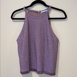 ZARA Multi-Color Woven High-Neck Tank Top